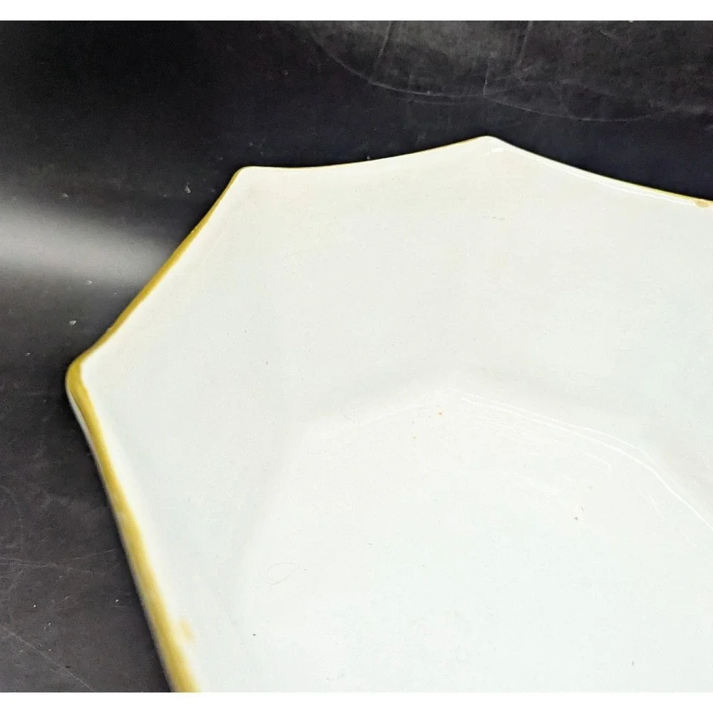Vintage Italian Faience Pottery Octagon Shaped Salad Pasta Bowl 9'